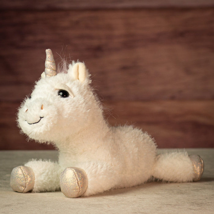 12" Laying Pearl Glow Unicorn