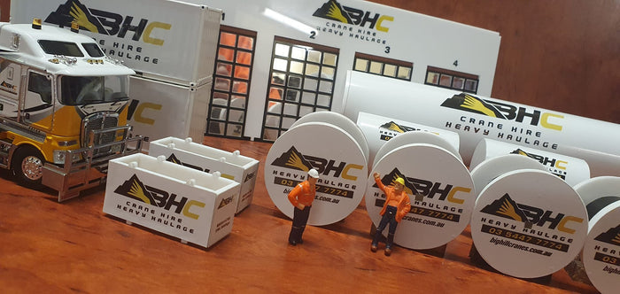 1:50 Scale Acrylic cable reels Big Hill Crane Hire (BHC)