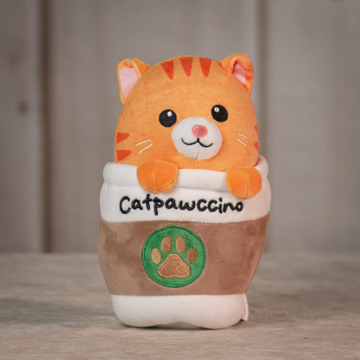 9" Catpawccino Trio with a cat coming out of the cup