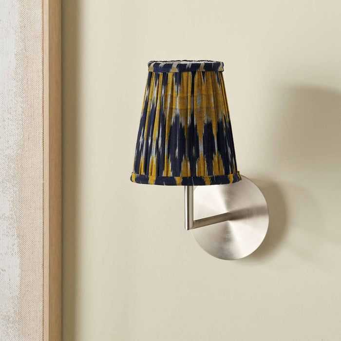 Adana Navy and Yellow Cotton Patterned Mushroom Pleat Lampshade