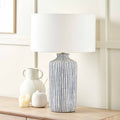 Agnes Blue and White Striped Stoneware Table Lamp Base
