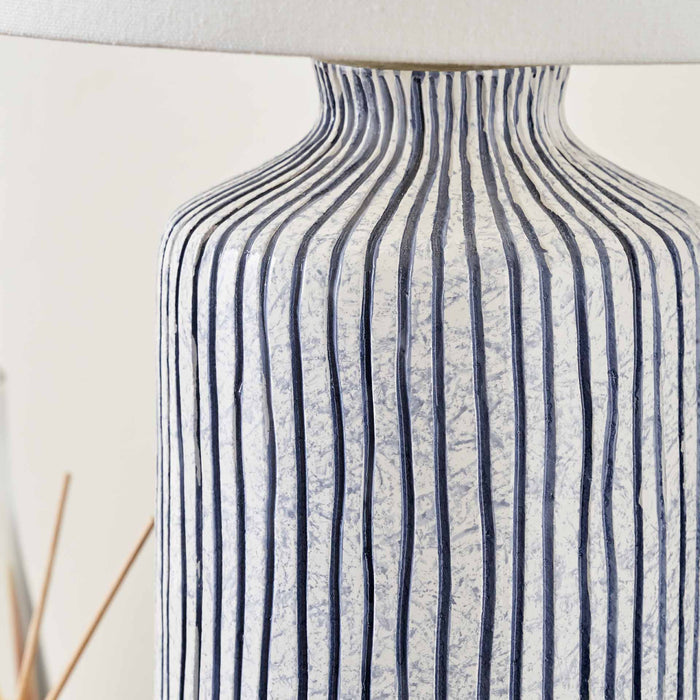 Agnes Blue and White Striped Stoneware Table Lamp Base