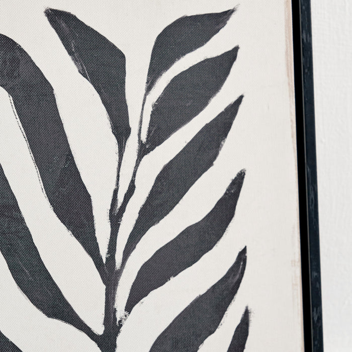 Allana Leaf Print Canvases with Black Frames S/2