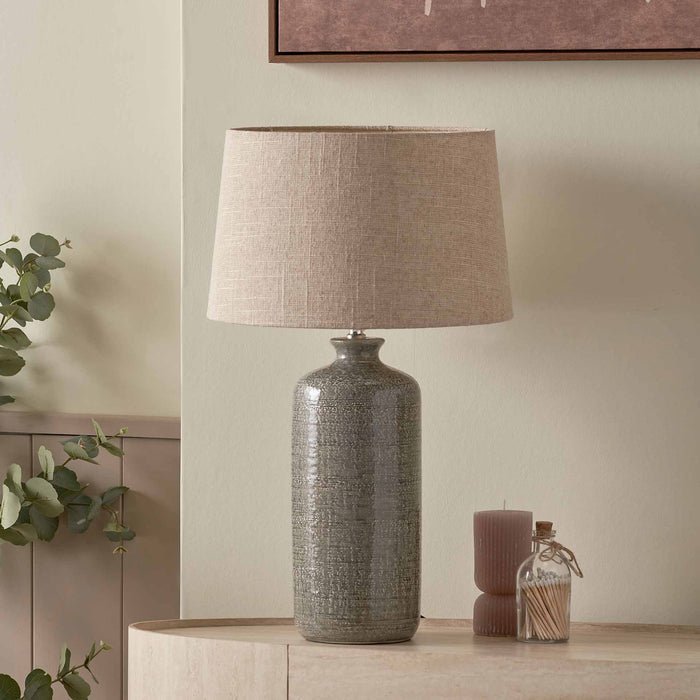 Annecy Slate Grey Textured Ceramic Table Lamp