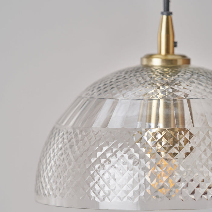 Arielle Diamond Design Clear Handcut Glass Dome Pendant
