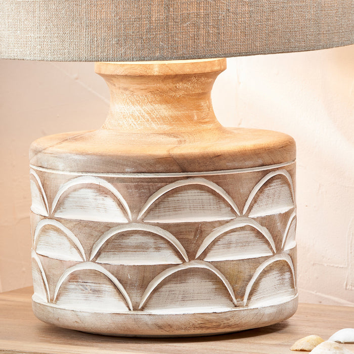 Asva Carved Wood Large Table Lamp Base