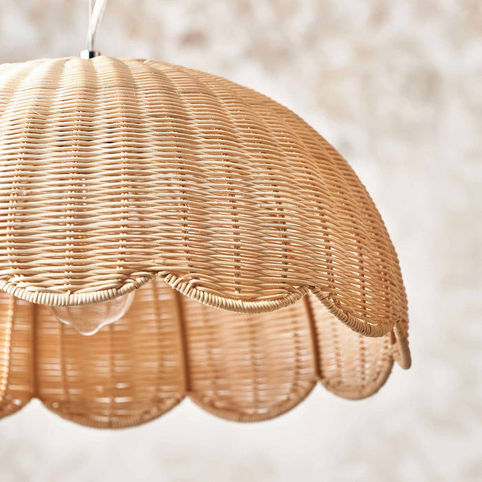 Avra Natural Rattan Scalloped Dome Pendant