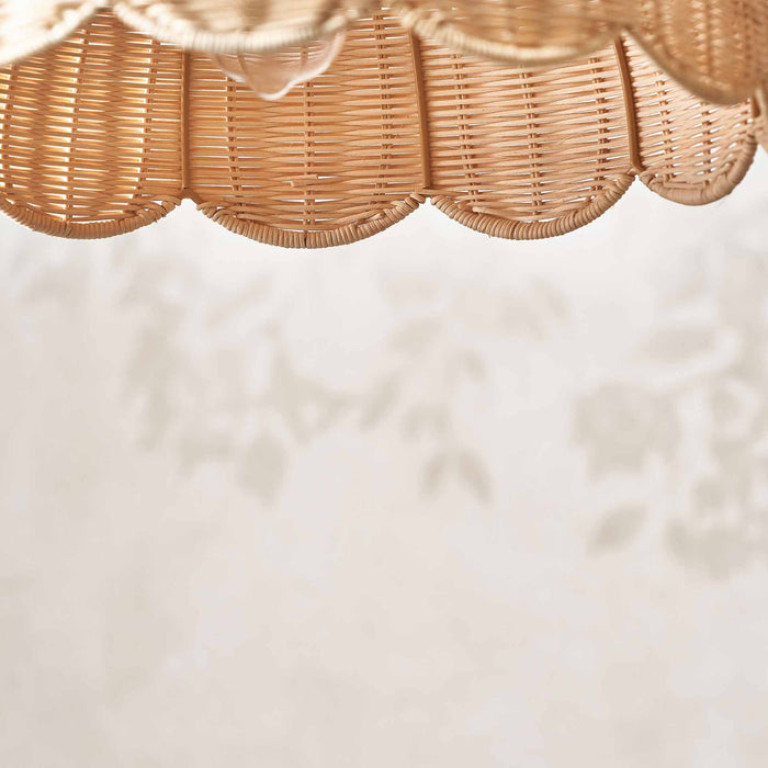 Avra Natural Rattan Scalloped Dome Pendant