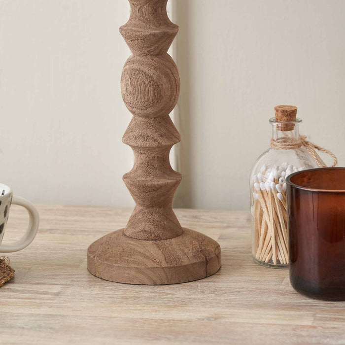 Aya Natural Modernist Turned Wood Table Lamp Base