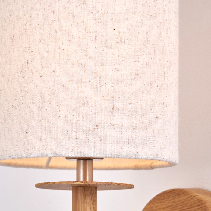 Benton Natural Veneer and Silver Metal Wall Light