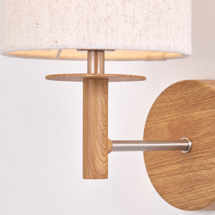 Benton Natural Veneer and Silver Metal Wall Light