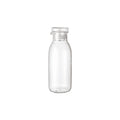Clear glass bottle on a white background