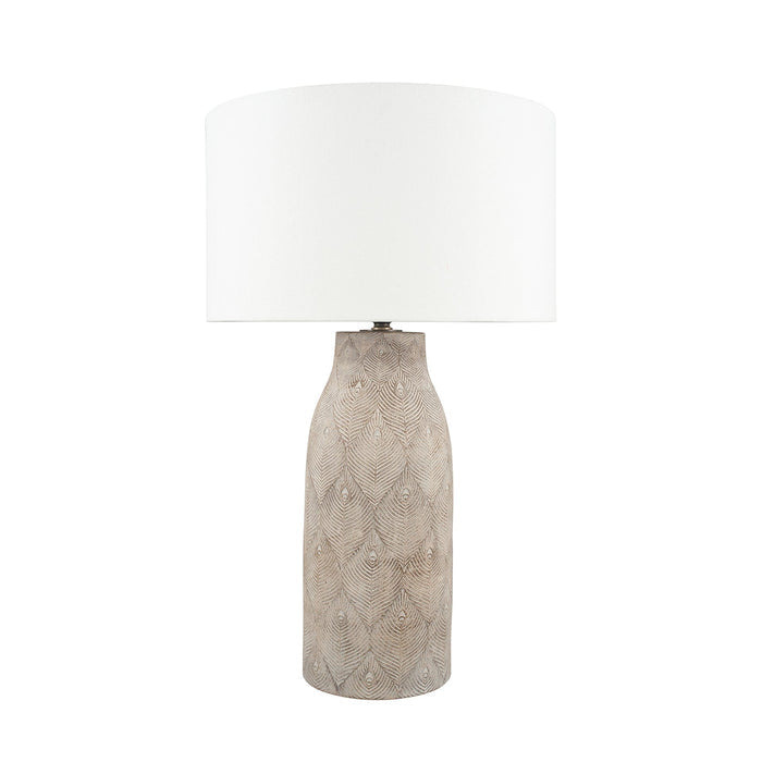 Ruma Matt Grey Feather Stoneware Table Lamp | Lighting | Rūma