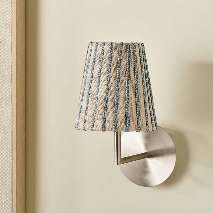 Callie Natural Jute and Blue Stitched Ribbon Lampshade