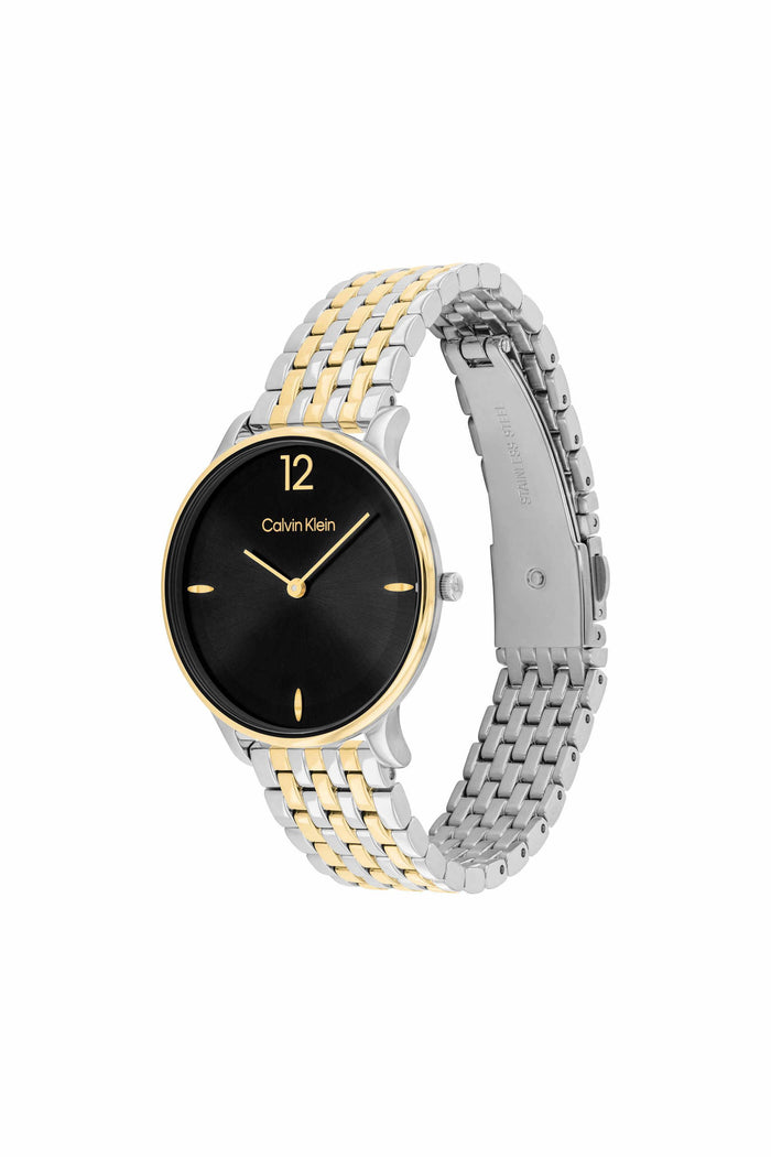 Calvin Klein Quartz Black Dial Analog Stainless Steel Women's Watch, 25100171