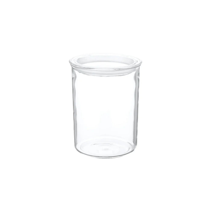 Clear glass jar on a white background