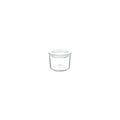 Clear plastic cup on a white background
