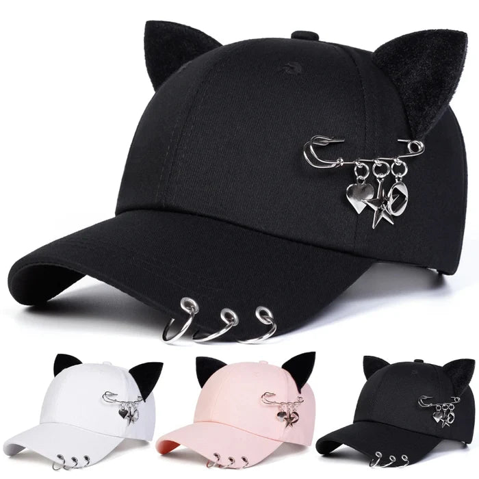 Cat Ear Pin Baseball Cap | Adjustable Unisex Hat