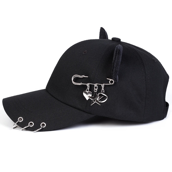 Cat Ear Pin Baseball Cap | Adjustable Unisex Hat
