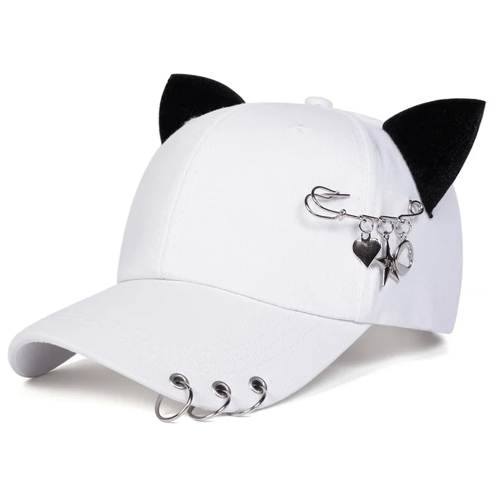 Cat Ear Pin Baseball Cap | Adjustable Unisex Hat