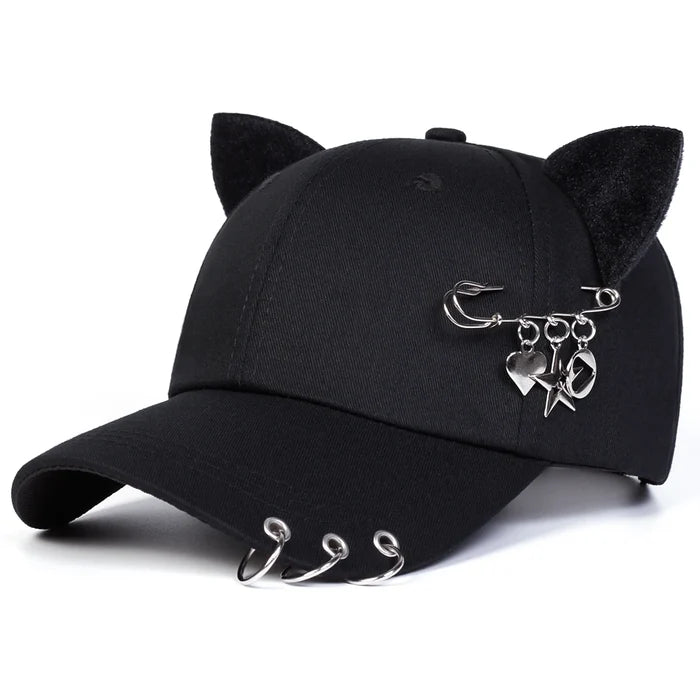 Cat Ear Pin Baseball Cap | Adjustable Unisex Hat