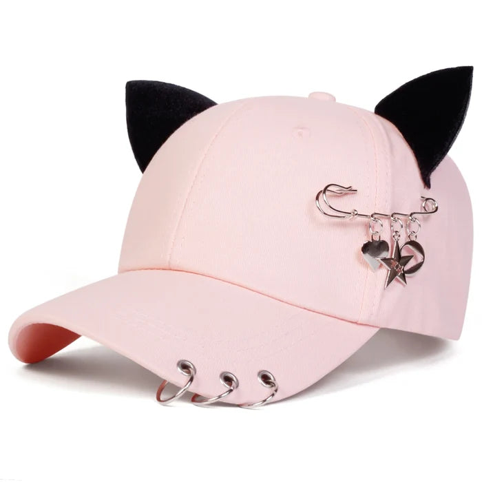 Cat Ear Pin Baseball Cap | Adjustable Unisex Hat