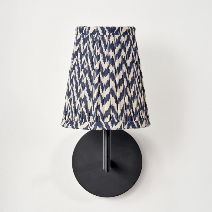 Catania Blue Ikat Hand Pleated Cotton Tapered Lampshade