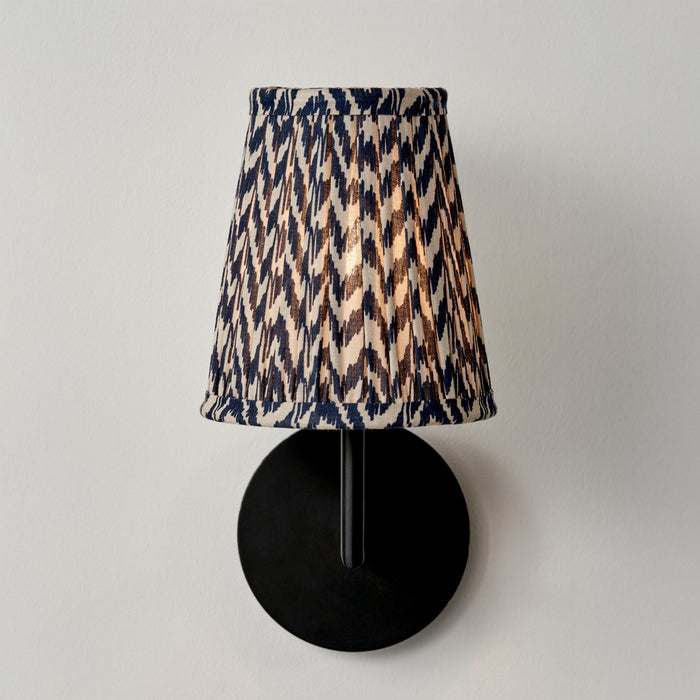 Catania Blue Ikat Hand Pleated Cotton Tapered Lampshade