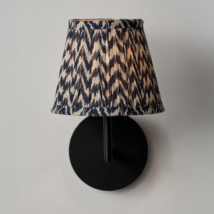 Catania Blue Ikat Hand Pleated Cotton Tapered Lampshade