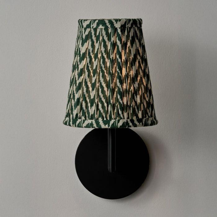 Catania Forest Green Ikat Hand Pleated Cotton Tapered  Lampshade