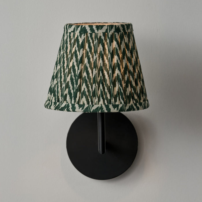 Catania Forest Green Ikat Hand Pleated Cotton Tapered  Lampshade