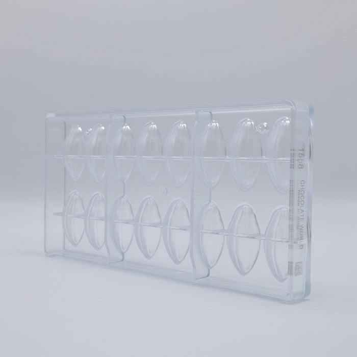 Chocolate World Cocoa Bean Polycarbonate Chocolate Mold – 1.38 x 0.79 x 0.59 in, 21 Cavities