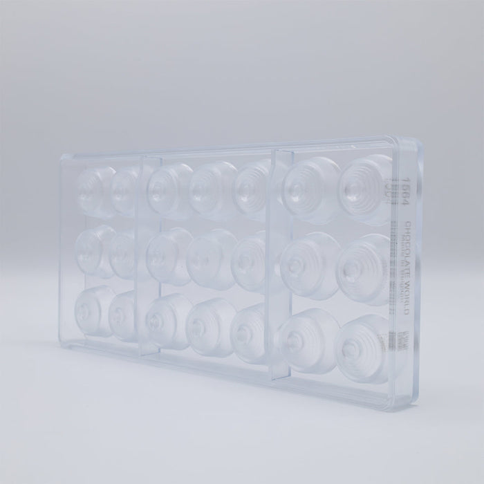 Chocolate World Cylinder with Gravure Polycarbonate Chocolate Mold – 1.10 in diameter x 0.87 in, 21 Cavities