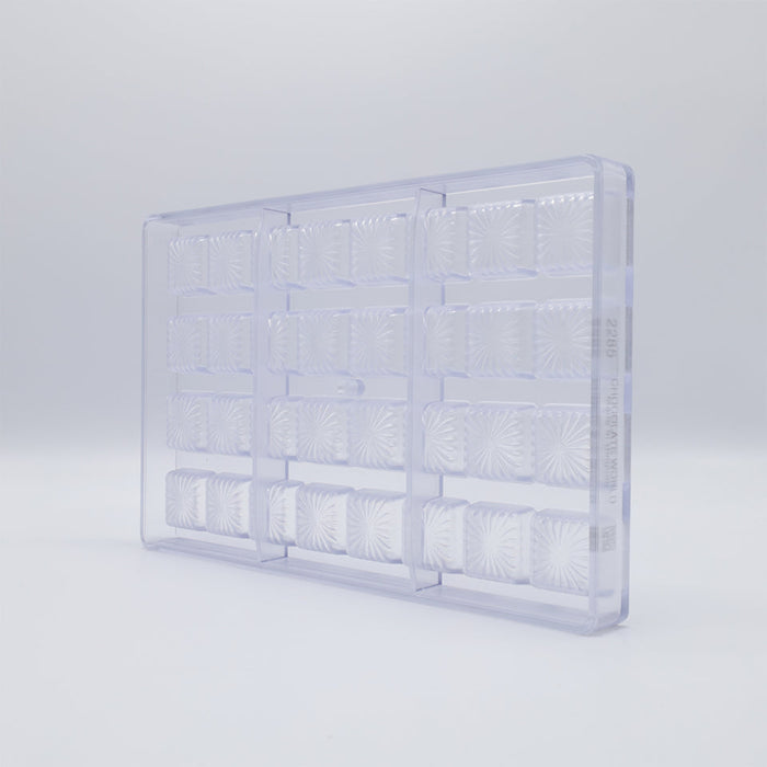 Chocolate World French Carré Polycarbonate Chocolate Mold – 1.02 x 1.02 x 0.51 in, 24 Cavities