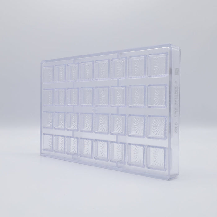 Chocolate World French Carré Polycarbonate Chocolate Mold – 1.02 x 1.02 x 0.51 in, 24 Cavities