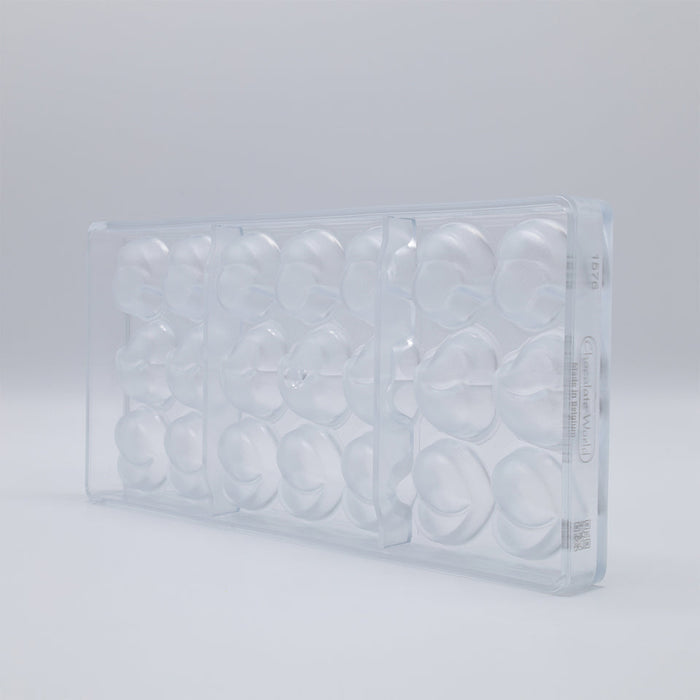 Chocolate World Heart Modern (3 Figures) Polycarbonate Chocolate Mold – ~1.18 x 1.10 x 0.59 in, 21 Cavities