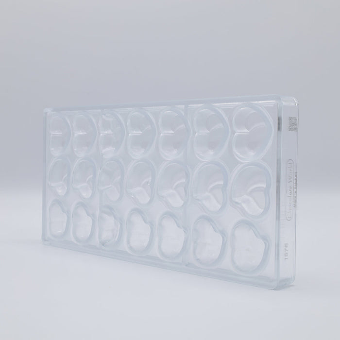 Chocolate World Heart Modern (3 Figures) Polycarbonate Chocolate Mold – ~1.18 x 1.10 x 0.59 in, 21 Cavities