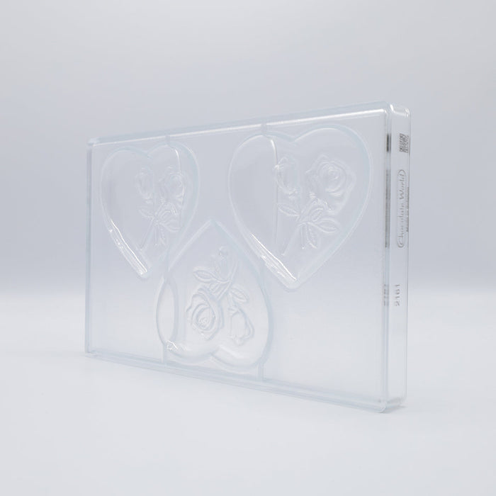 Chocolate World Heart Rose Polycarbonate Chocolate Mold – ~1.38 x 1.18 x 0.71 in, 21 Cavities