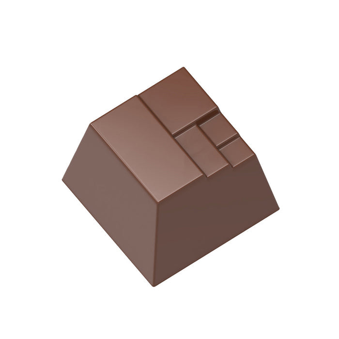 Chocolate World Modern Square polycarbonate chocolate mold 1557CW with 24 cavities, professional Belgian confectionery mold for bonbons and pralines, clear polycarbonate modern square chocolate mould 1557CW