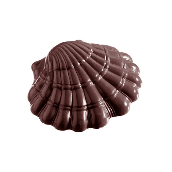 Chocolate World Scallop polycarbonate chocolate mold 2177CW with 12 cavities, professional Belgian confectionery mold for bonbons and pralines, clear polycarbonate scallop chocolate mould 2177CW