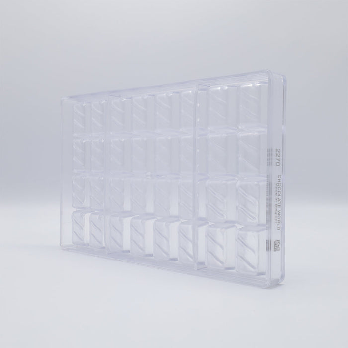 Chocolate World Small Block Polycarbonate Chocolate Mold – 1.38 x 0.79 x 0.67 in, 21 Cavities