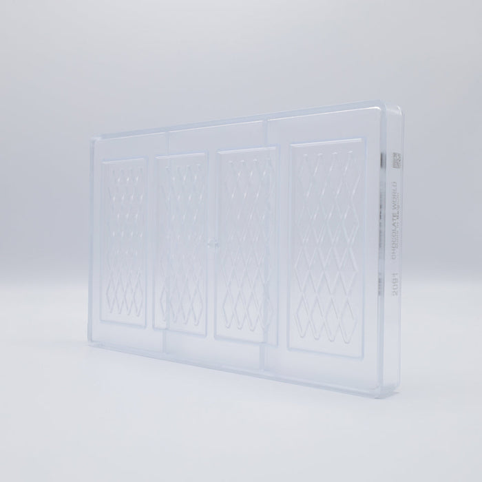 Chocolate World Tablet 24g Polycarbonate Chocolate Mold – 2.93 x 1.73 x 0.30 in, 4 Cavities