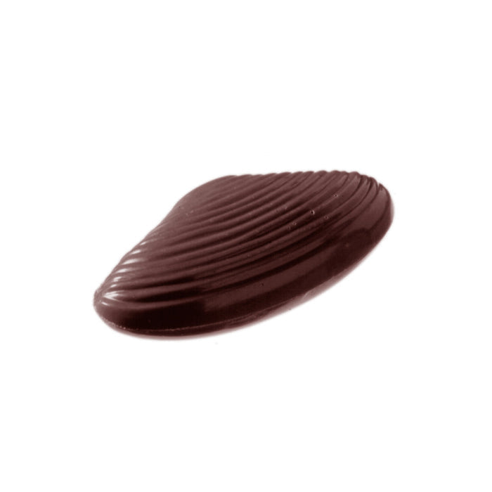 Chocolate World Zebra Mussel polycarbonate chocolate mold 2242CW with 12 cavities, professional Belgian confectionery mold for bonbons and pralines, clear polycarbonate zebra mussel chocolate mould 2242CW