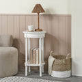 Cleveland White Wood Round Accent Table
