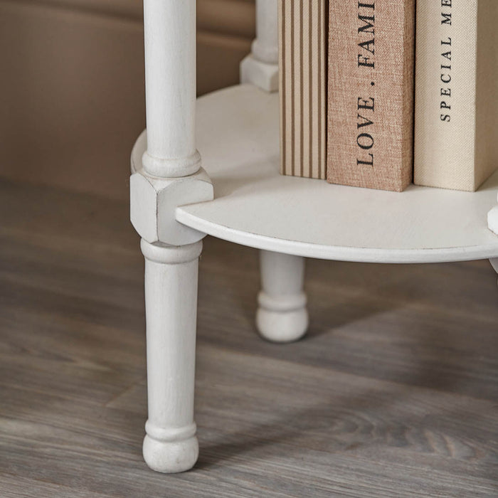 Cleveland White Wood Round Accent Table