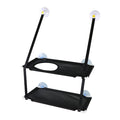 Black mesh pet window hammock with suction cups and straps for secure attachment, featuring a circular opening on top.