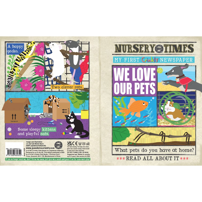 Crinkle Cloth Book -We Love Our Pets