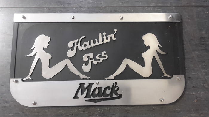Custom Stainless Steel Mudflap Counterweights MACK w/Mudflap Girls