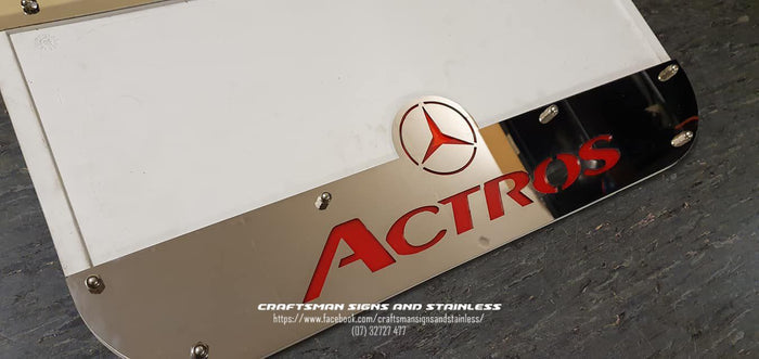 Custom Stainless Steel Mudflap Counterweights Mercedes Benz 'ACTROS'