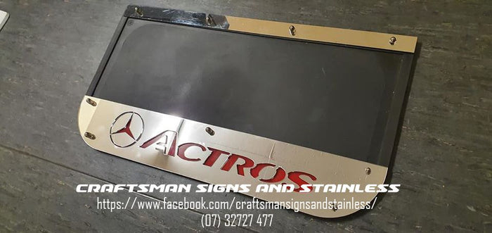 Custom Stainless Steel Mudflap Counterweights Mercedes Benz 'ACTROS'